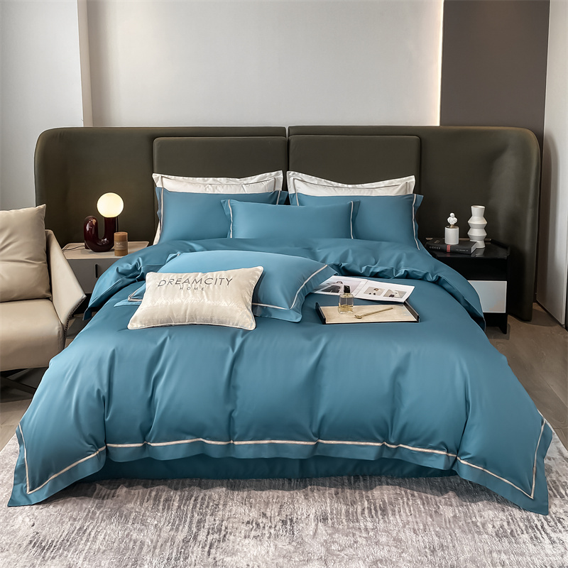 全棉80支长绒棉贡缎四件套/美式/欧式/酒店民宿/被套床单枕套